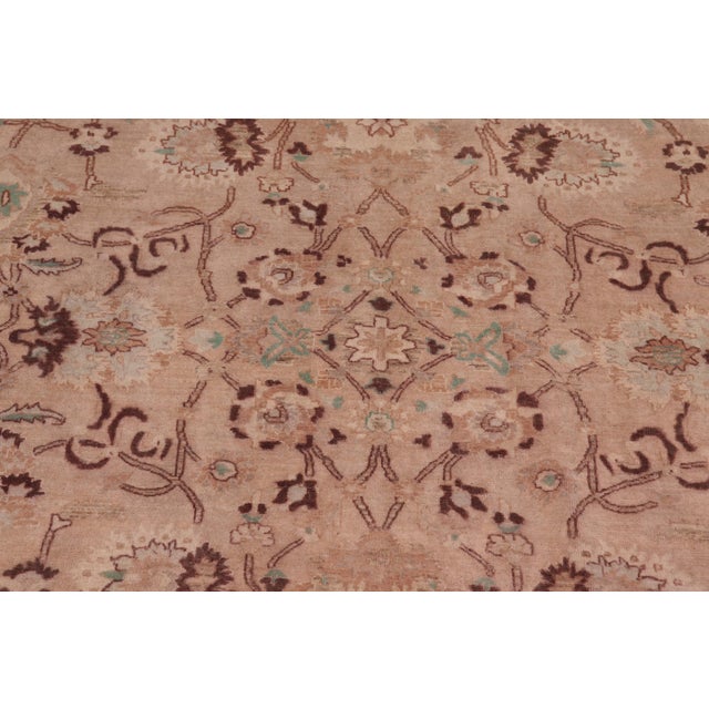 Boho Chic 1990's Pak-Persian Tan/Green Wool Rug - 6'1'' X 8'8'' For Sale - Image 4 of 9