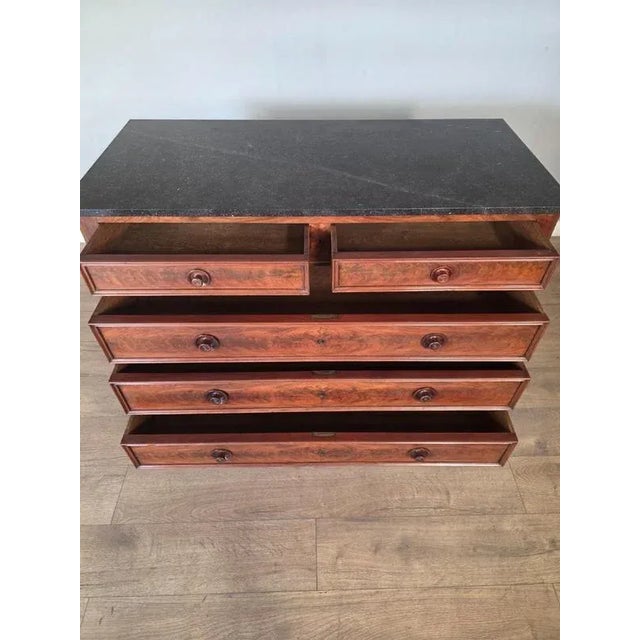French Victorian Mahogany Chest of Drawers with Marble Top For Sale - Image 9 of 11