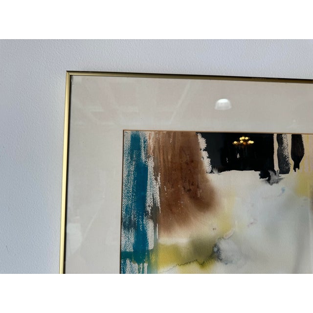 1980s 1980's Glantz Abstract Expressionist Composition Watercolor & Pastel Painting, Framed For Sale - Image 5 of 12