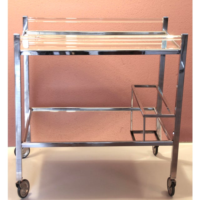 Art Deco Bar Cart attributed to Jacques Adnet, 1930s For Sale - Image 6 of 13