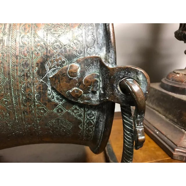 Large Safavid Etched Copper Bucket, Persia, 17th Century For Sale - Image 9 of 13