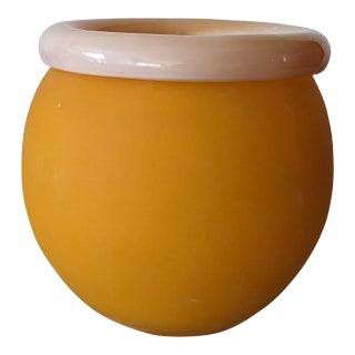 80s Larry Laslo Style Vase in Tangerine and Champagne Pink For Sale
