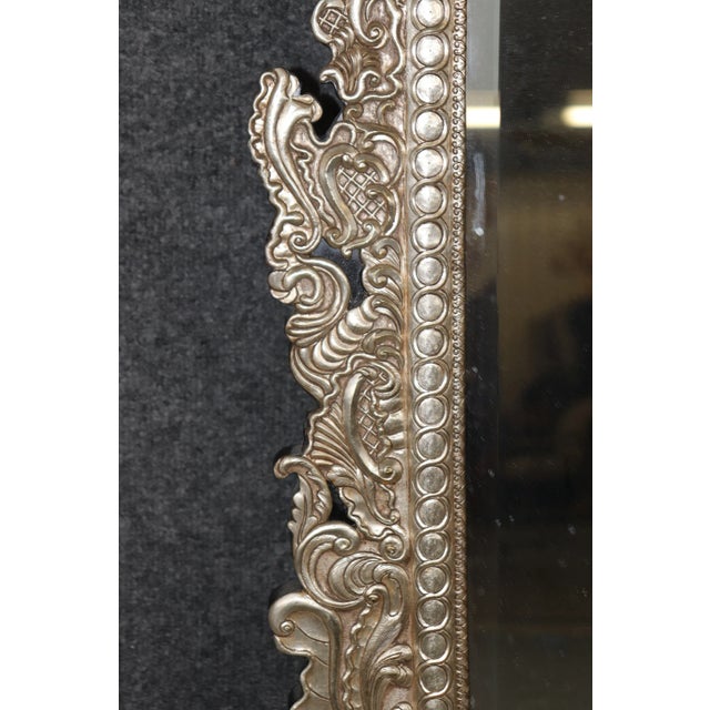 Rare Familial Coat of Arms Nickel Plated Cladded Wooden English Mirror For Sale In Philadelphia - Image 6 of 10