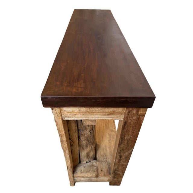 Vintage Indian Carved Moulding & Iron Console Table For Sale - Image 4 of 7