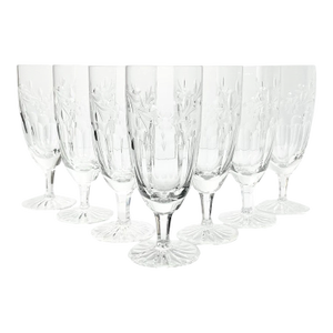 1990s Rogaska “Country Garden” Set of 7 Crystal Iced Tea Glasses