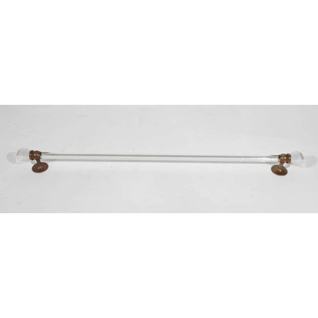 Metal Victorian Bathroom Towel Bars With Brass and Round Glass Ends For Sale - Image 7 of 7