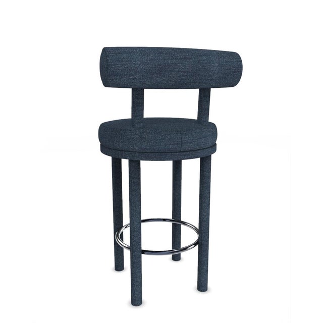 Collector Modern Moca Bar Stool in Tricot Dark Seafoam Fabric by Studio Rig For Sale - Image 4 of 6