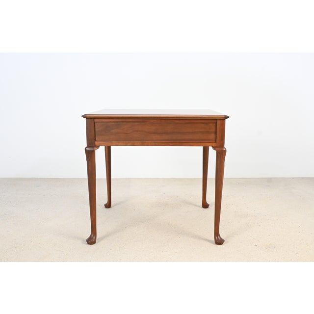 Baker Furniture Queen Anne Walnut and Burl Wood End Table For Sale - Image 9 of 12