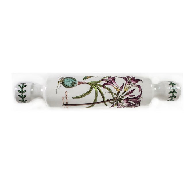 Farmhouse Vintage Portmeirion Botanic Garden Rolling Pin Amaryllis Regine Mexican Lily Plant For Sale - Image 3 of 9