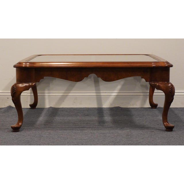 Late 20th Century Hekman Furniture Solid Cherry Traditional Style 39" Square Glass Topped Accent Coffee Table For Sale - Image 5 of 8