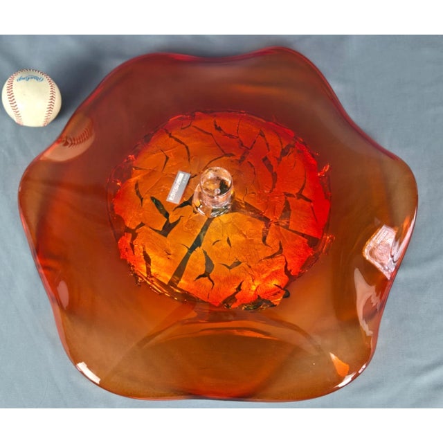 2020s Viz Glass Sunset Blaze Large Jewel Wall Art Platter, 7602bir 20" For Sale - Image 5 of 14