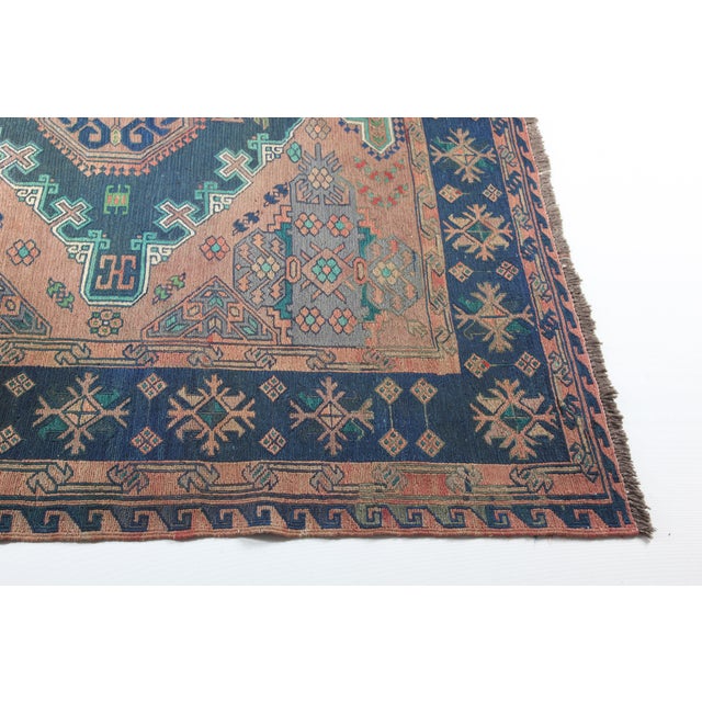 Green Hand Woven Embroidery Vintage Floor Kilim -11' 6'' X 6' For Sale - Image 8 of 14