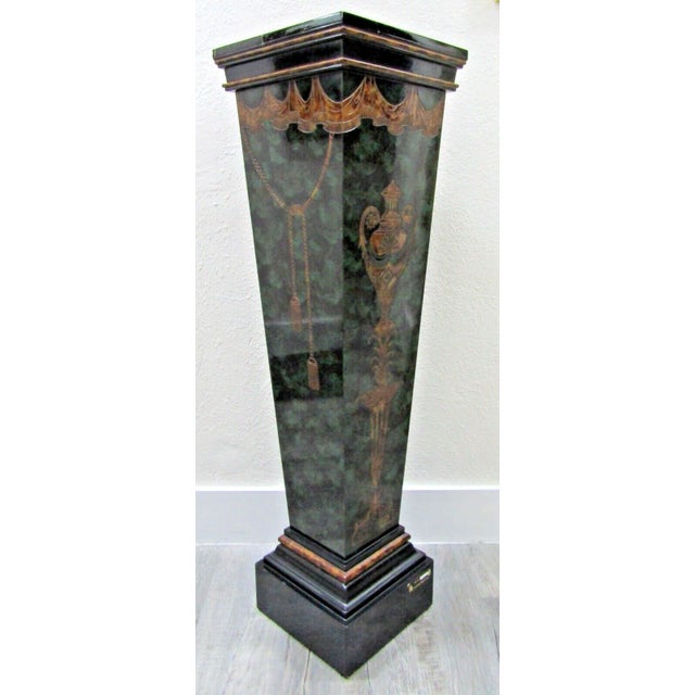 Castilian Imports Tall Gold Urn Drape Rope Green Pedestal Plant Stand Item 5602 Two sides have the urns and drapery while...