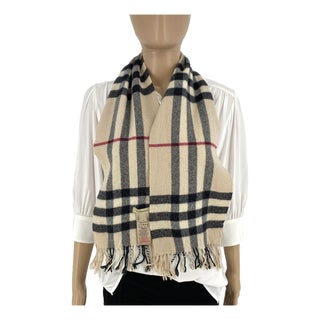 Burberry Children Beige Merino Wool & Cashmere Small Scarf For Sale