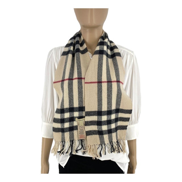 Burberry Children Beige Merino Wool & Cashmere Small Scarf For Sale
