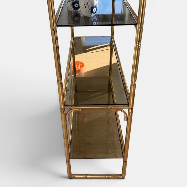 Italian Shelving Display in Faux Bamboo Brass, 1970s For Sale - Image 10 of 13