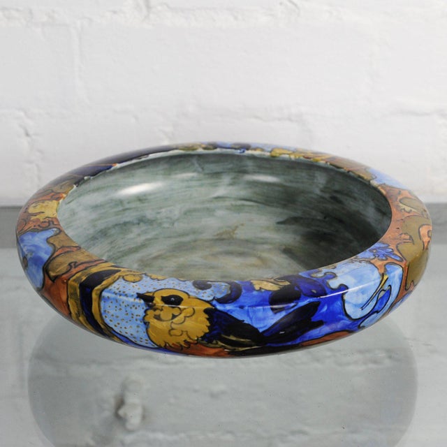 Ceramic Bursley Ware Ceramic Bird Bowl by Frederick Rhead, 1930s For Sale - Image 7 of 8