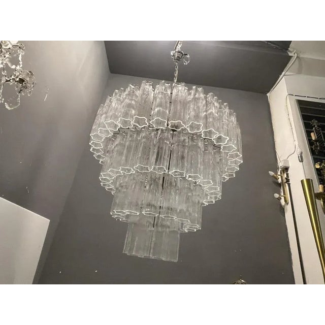 Large Tronchi Murano Glass Tube Chandelier by Paolo Venini, 1980s For Sale - Image 8 of 13