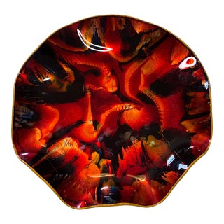 Vintage Mid Century Modern Foil Backed Fluted Bowl For Sale