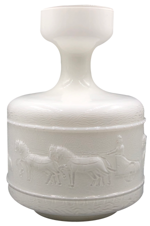 Large Neoclassical Opaline Glass Vase with a Chariot Relief by Opaline Florence, Italy, 1919