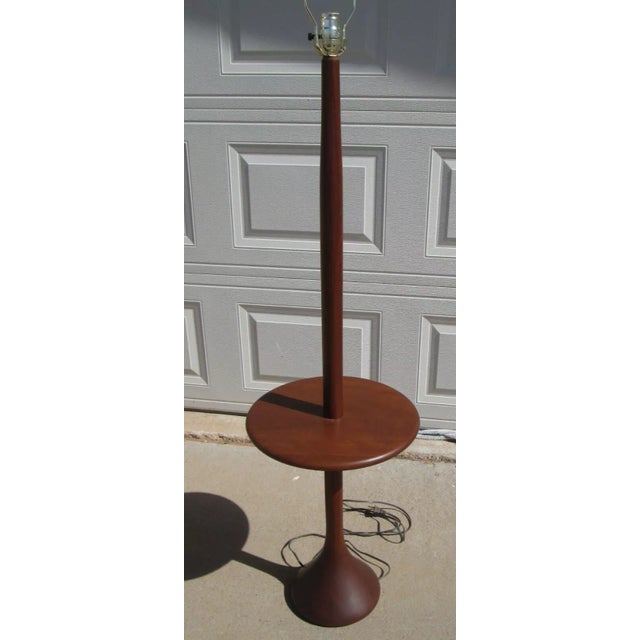 Mid-Century Modern Danish Modern Teak Floor Lamp Table Teardrop Base For Sale - Image 3 of 9