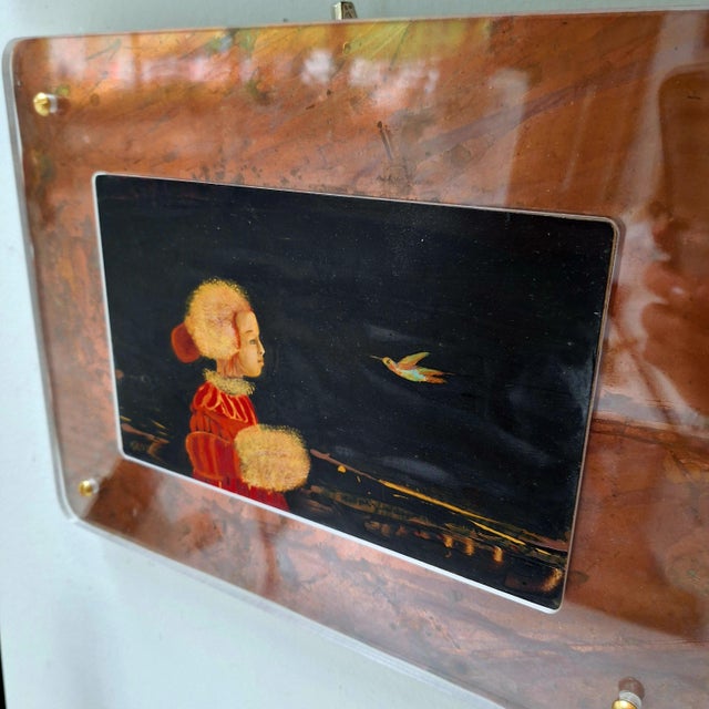 Contemporary Monika Rossa, Girl with a Bird, Oil Painting, Framed For Sale - Image 3 of 4