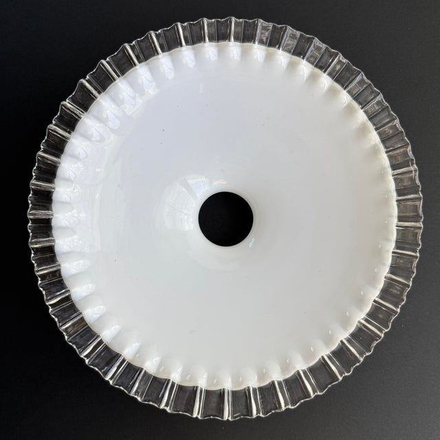 1930s French White Opaline Glass “Frill” Pendant Light, 1930s For Sale - Image 5 of 6