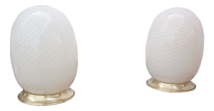 Murano Glass Egg Lamps, 1970s, Set of 2