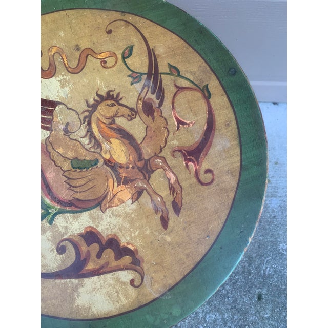 Antique Regency Allegorical Flip Top Green Painted Walnut Side Table For Sale - Image 9 of 14