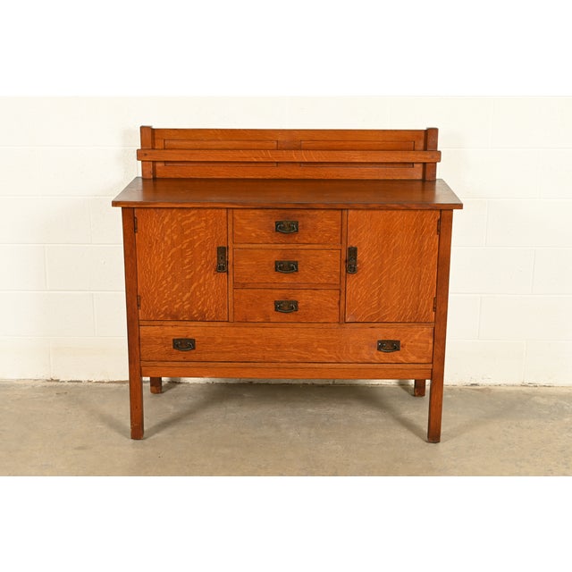 L. & J.G. Stickley, Inc. L. & J. G. Stickley Antique Mission Oak Arts & Crafts Sideboard, Circa 1910 For Sale - Image 4 of 17