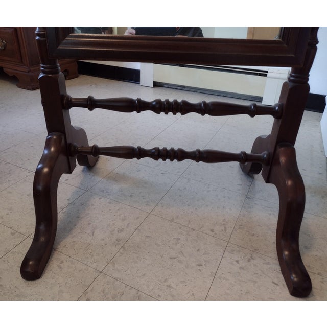 1990s Victorian Style Cherry Cheval Full Length Floor Mirror For Sale - Image 4 of 11