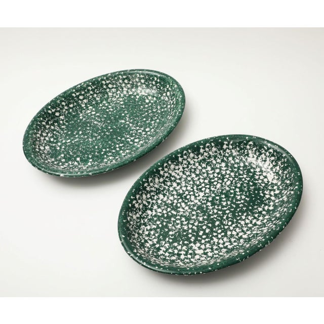 Vintage Roma Inc. 8-Piece Set of Vintage Green & White Ceramic Spongeware Dishes For Sale - Image 4 of 7
