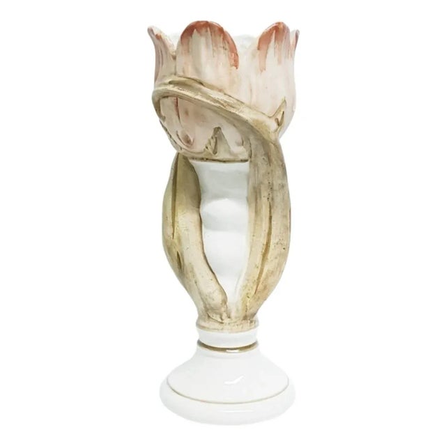 Large Hand Glazed Flower Vase by Capodimonte For Sale - Image 14 of 14