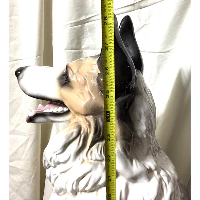 Vintage Ceramic German Shepherd Statue 28 Inches For Sale In West Palm - Image 6 of 12