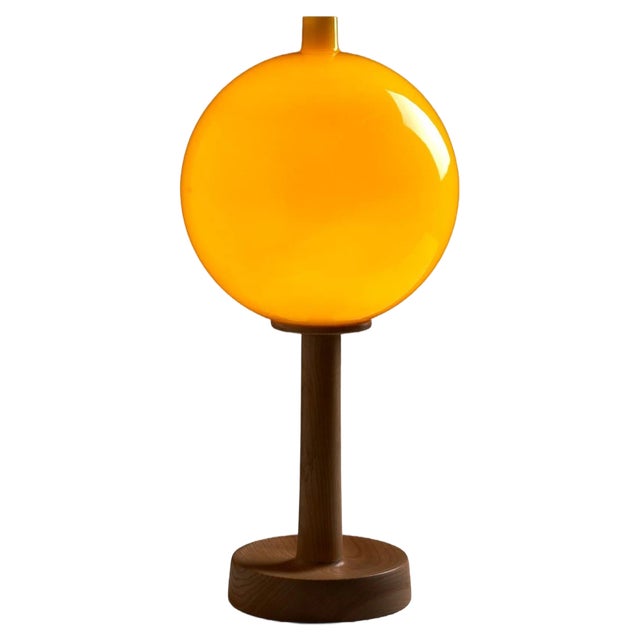 1108 Table Lamp with Ash Support with Yellow Glass Sphere attributed to Luxus Sweden, 1960s For Sale