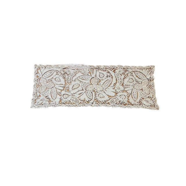 Antique Museum Battenburg Lace Tablecloth Runner For Sale - Image 13 of 13