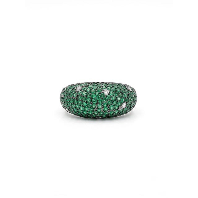 Natural 18k Gold Emerald Halo Ring With 0.21ct Diamonds, New Design For Sale - Image 4 of 8