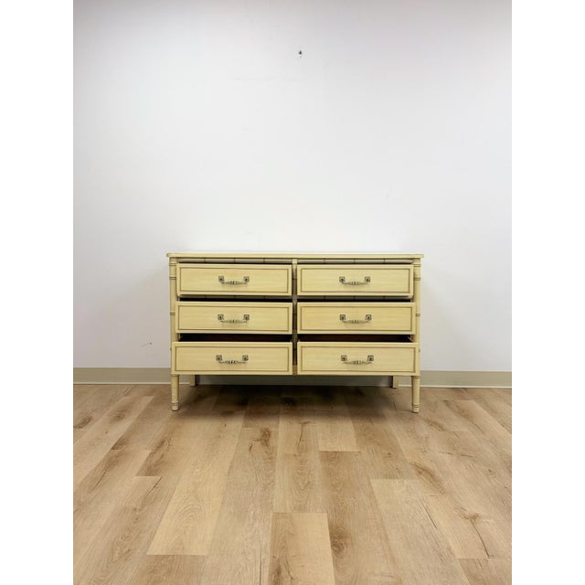 Henry Link Bali Hai Cream Faux Bamboo Six Drawer Dresser Hollywood Regency For Sale - Image 11 of 14