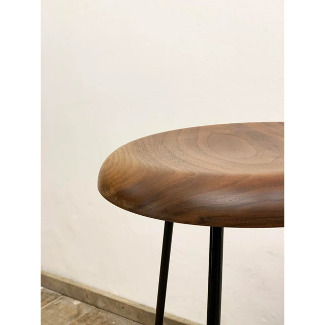 Wood Bar Stool with Steel Frame and Walnut Seat For Sale - Image 7 of 13