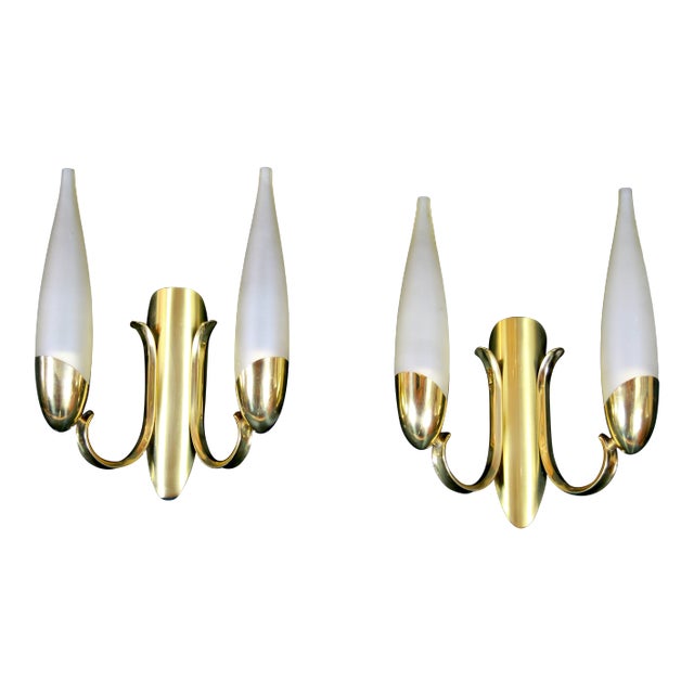 Angelo Lelli for Arredoluce Brass Double Sconces, Mid-Century Italy - A Pair For Sale
