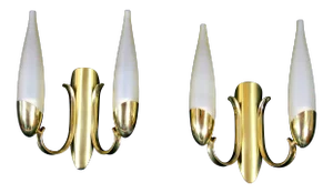 Angelo Lelli for Arredoluce Brass Double Sconces, Mid-Century Italy - A Pair