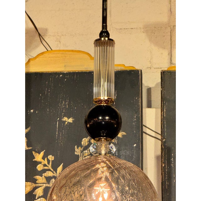 Murano Pink and Black Glass Pendant Lights For Sale - Image 4 of 6