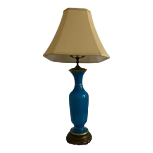 Antique Blue Opaline Glass Lamp