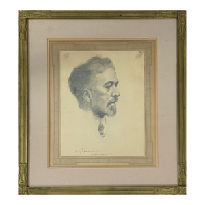 Paul Swan (1883-1972) - Art Nouveau Portrait of Man, Signed (1911, Graphite on Paper)