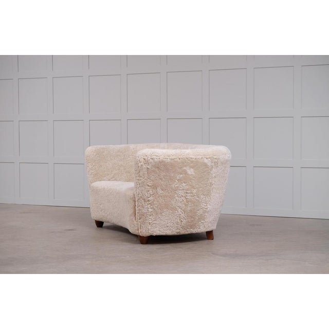 Danish Curved Sheepskin Sofa, 1940s For Sale - Image 13 of 14