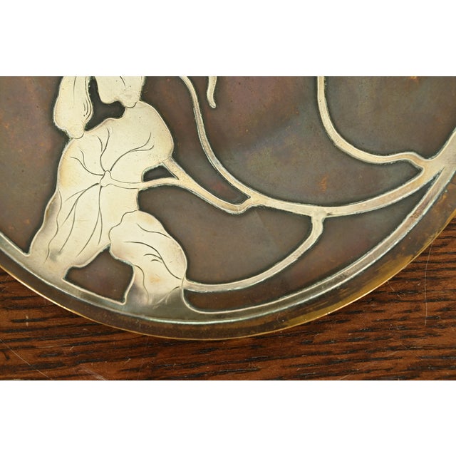 Heintz Style Arts & Crafts Sterling Silver on Bronze Plate For Sale In South Bend - Image 6 of 9