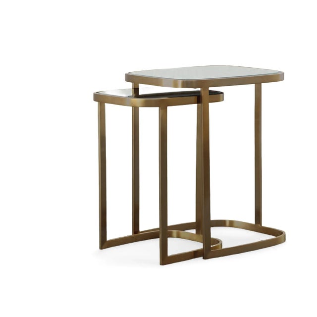 Transitional Bohdi Nesting Tables, Antique Brass - Set of 2 For Sale - Image 3 of 3