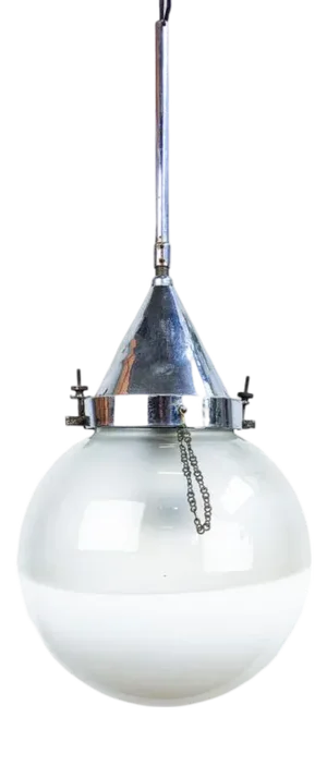 Large Bauhaus Two Tone Globe Pendant Light attributed to Peter Behrens for Siemens & Schuckert