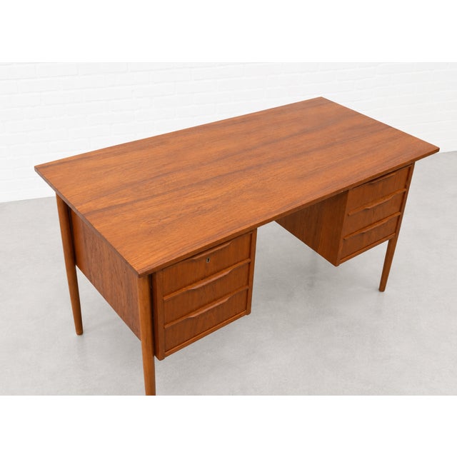 Apartment Sized Mid Century Modern Danish Teak Desk, C. 1960's For Sale - Image 9 of 15