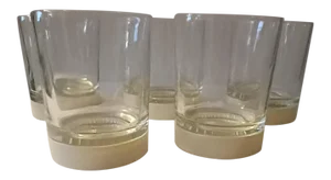 Mid-Century Modern David Douglas Rocks Glasses With Built in Coasters- Set of 5 Glasses, 5 Coasters
